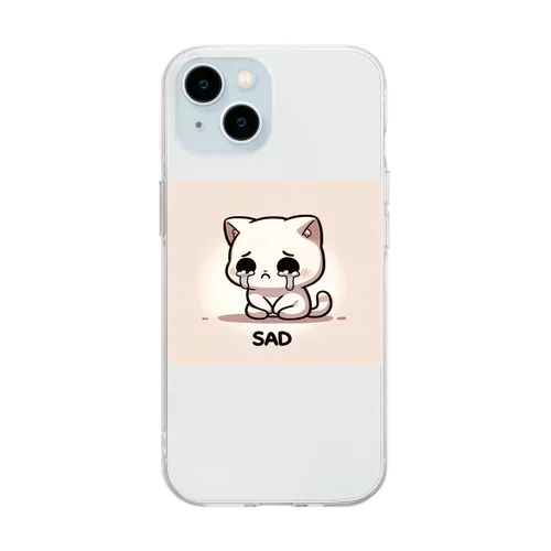 悲しいねこさん Soft Clear Smartphone Case