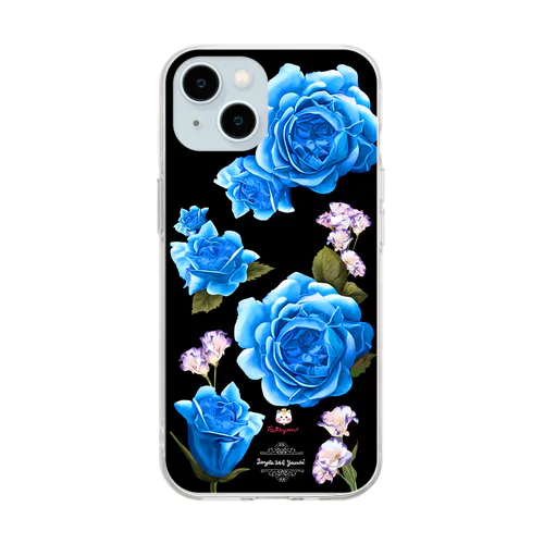 【ロイヤル薔薇🌹】ブルー Soft Clear Smartphone Case