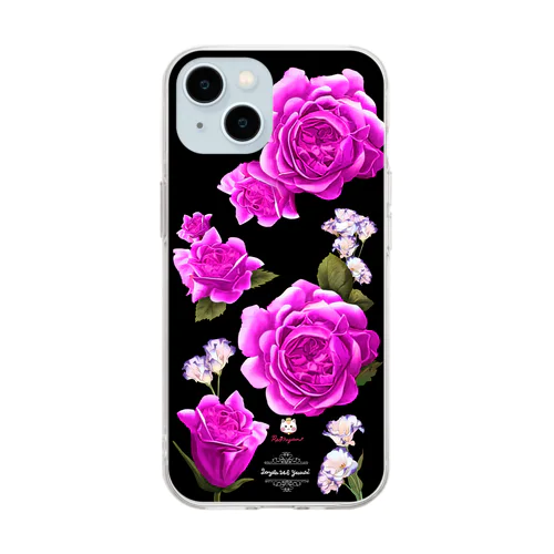 【ロイヤル薔薇🌹】ローズピンク紫 Soft Clear Smartphone Case