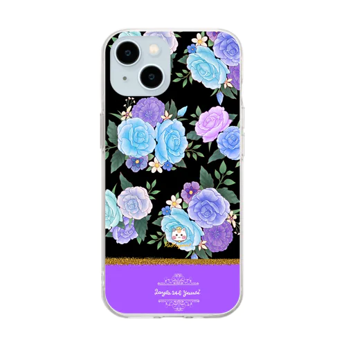 【青紫バラ🌹バイカラー】紫×黒 Soft Clear Smartphone Case