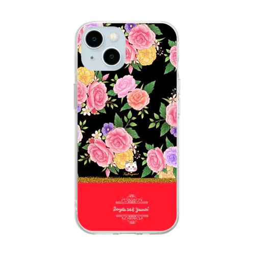 【ピンクバラ🌹バイカラー】レッド×黒 Soft Clear Smartphone Case