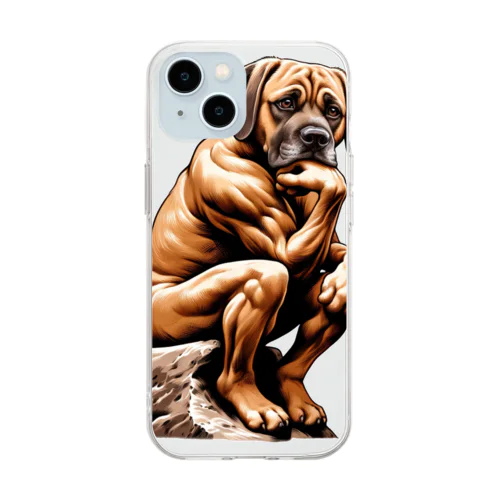 【Thinks】考える犬 Thinking Dog Soft Clear Smartphone Case