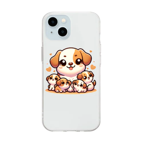 わんぱく子犬とやさしいママ Soft Clear Smartphone Case