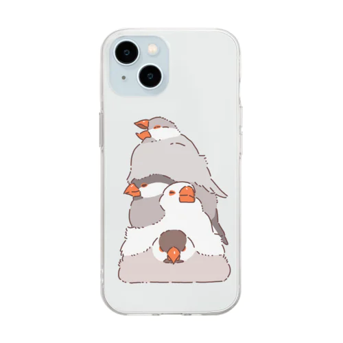 溶け合う文鳥たち Soft Clear Smartphone Case