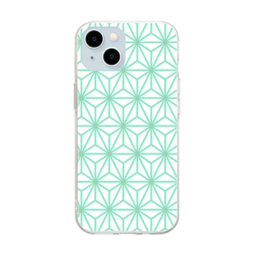 Asanoha:ミント Soft Clear Smartphone Case