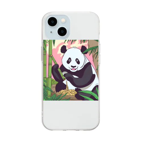 笹のパンダ Soft Clear Smartphone Case