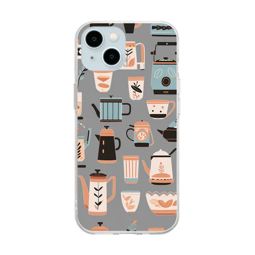 coffee pot (gray） Soft Clear Smartphone Case