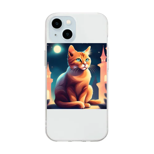 猫のイラストグッズ Soft Clear Smartphone Case