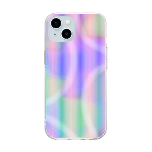 多色ブレンドストライプ Soft Clear Smartphone Case