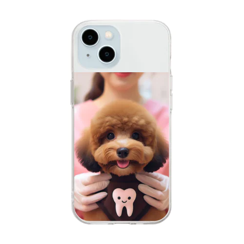 歯医者さんのかわいいマルプー犬 Soft Clear Smartphone Case