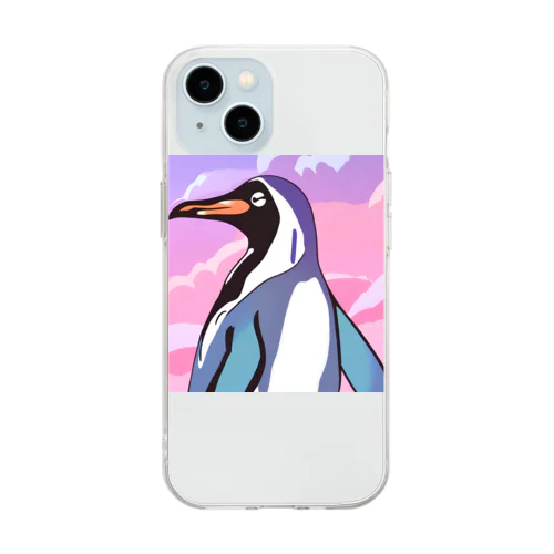 お茶目なペンギン Soft Clear Smartphone Case