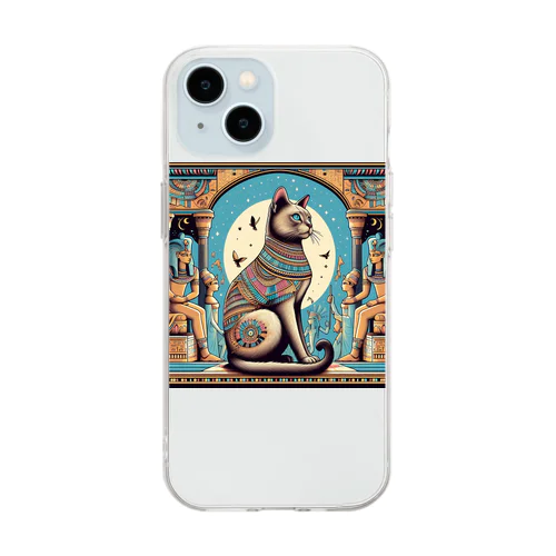 古代エジプトの王様になったネコ Soft Clear Smartphone Case
