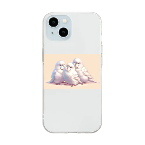 白いセキセイインコ Soft Clear Smartphone Case