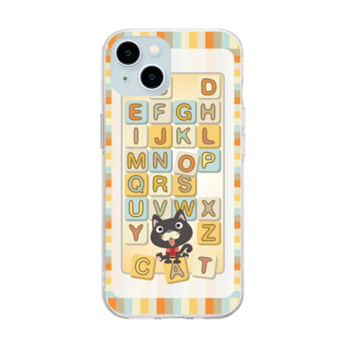 CAT 黒いネコ Soft Clear Smartphone Case