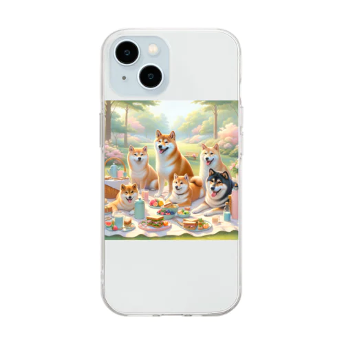 ピクニック柴犬 Soft Clear Smartphone Case