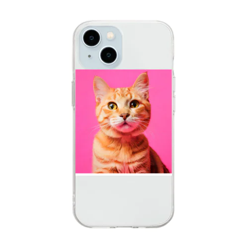可愛い猫のイラストグッズ Soft Clear Smartphone Case
