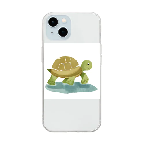 癒やしのカメのグッズ Soft Clear Smartphone Case