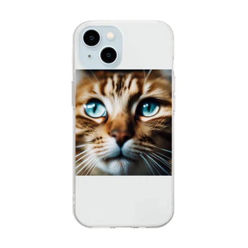 考え事している猫 Soft Clear Smartphone Case