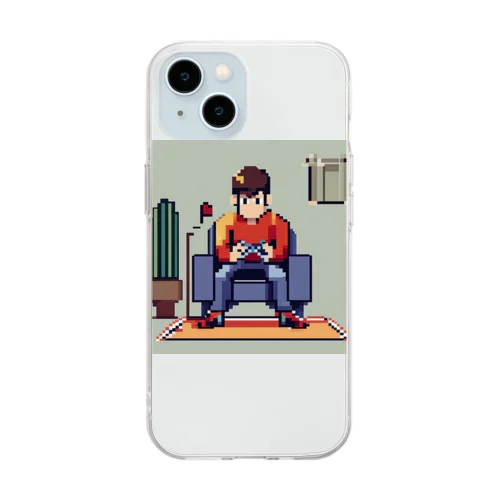 ゲームするロケットボーイ Soft Clear Smartphone Case