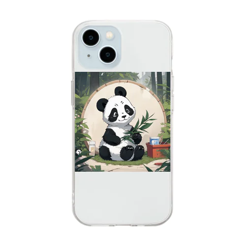 パンダエコワリアン: リサイクルやエコ活動を促進する可愛いパンダ  Soft Clear Smartphone Case