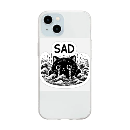 悲しみの黒猫 Soft Clear Smartphone Case