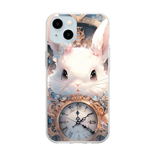 うさぎと時計｡.:*･ﾟ Soft Clear Smartphone Case