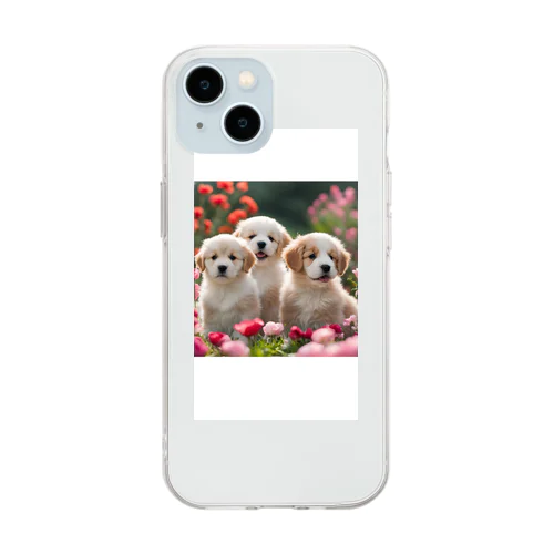 かわいい仔犬のグッズ Soft Clear Smartphone Case