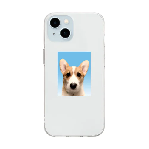 犬 証明写真 コーギー Soft Clear Smartphone Case