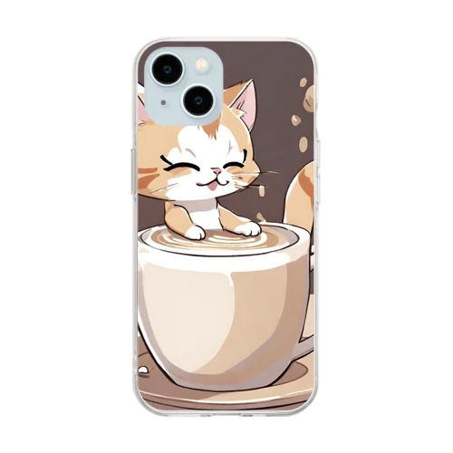 のほほんカプチーノ猫🐱 Soft Clear Smartphone Case