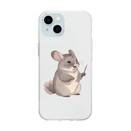 いたずらチンチラ Soft Clear Smartphone Case