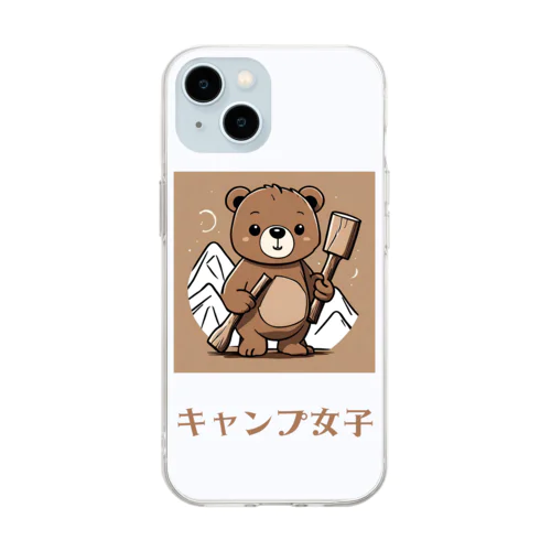 薪割りくまちゃん Soft Clear Smartphone Case