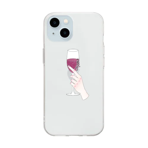 ワインを持った量産系 Soft Clear Smartphone Case