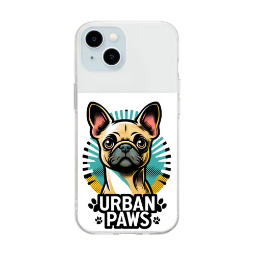 パグチワワ「Urban paws 」 Soft Clear Smartphone Case