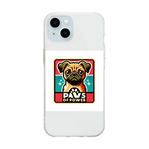 パグチワワ「Paws of Power」 Soft Clear Smartphone Case