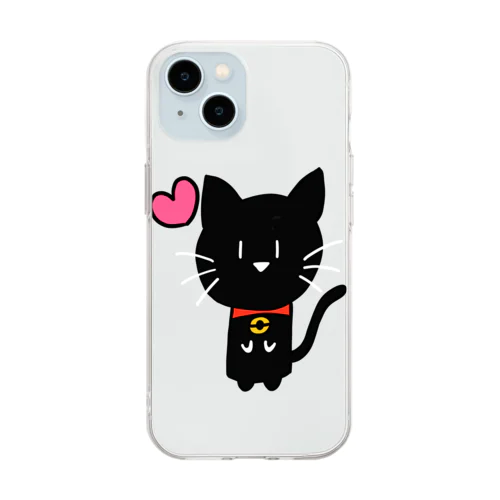 ねこ日和（黒猫） Soft Clear Smartphone Case