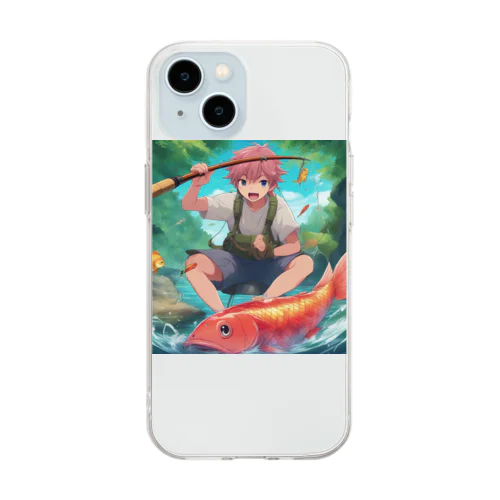 釣り好き男子 Soft Clear Smartphone Case