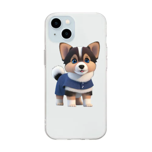 可愛い３D犬 Soft Clear Smartphone Case