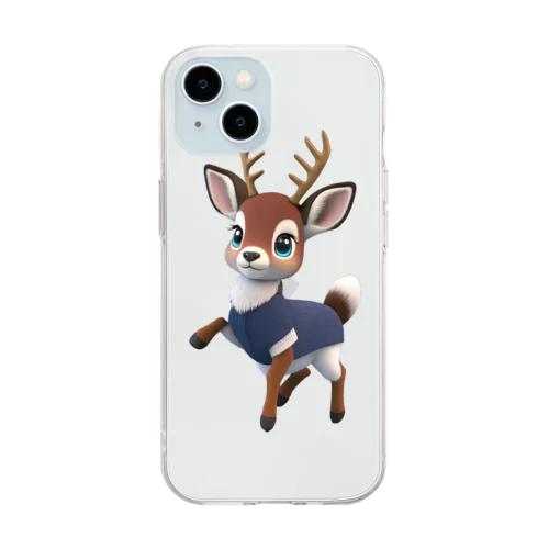 キュートな小鹿ダンス Soft Clear Smartphone Case