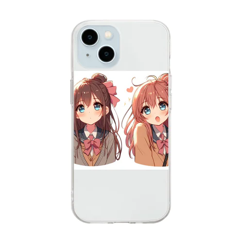 制服少女アイドルユニットTwin Soft Clear Smartphone Case