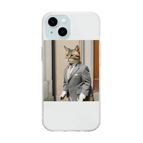 スーツねこ Soft Clear Smartphone Case