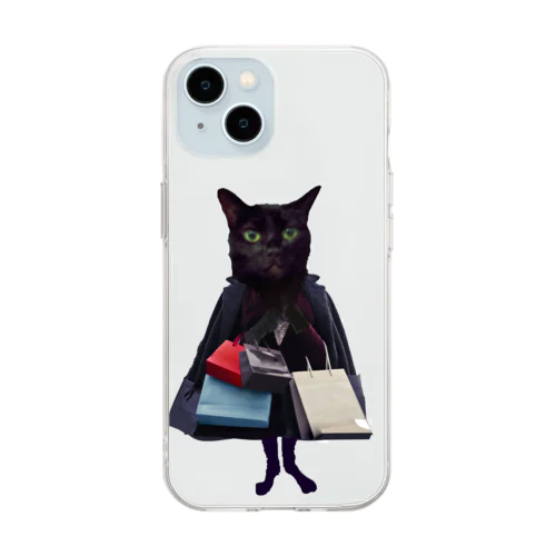 買い物をする黒猫BIBI Soft Clear Smartphone Case