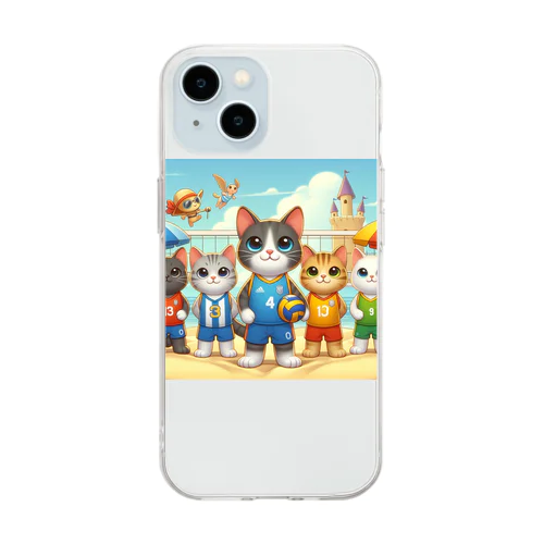 猫好きのみなさん必見！愛らしい猫のバレーボールグッズ Soft Clear Smartphone Case