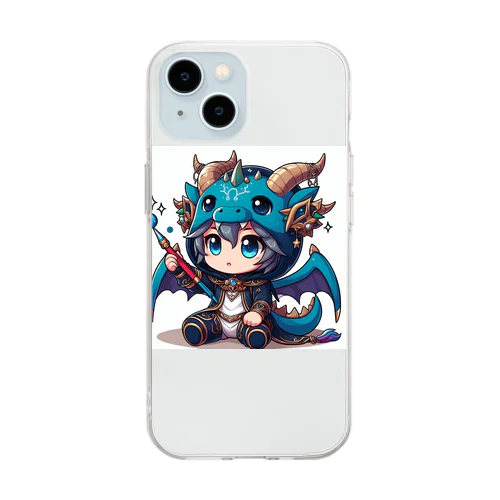 可愛いドラゴンのマスコット Soft Clear Smartphone Case