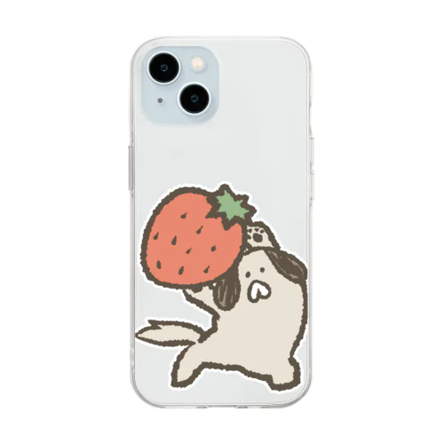 イチゴどっこいしょイヌ Soft Clear Smartphone Case