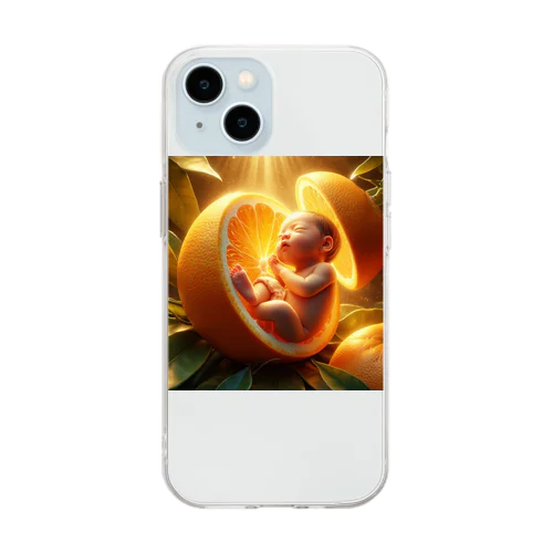 １００％オレンジベビー Soft Clear Smartphone Case
