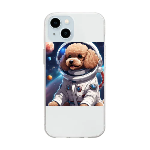 宇宙に挑戦するトイプードル Soft Clear Smartphone Case