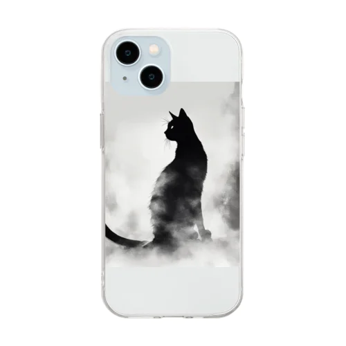 謎めいたモノクロねこ Soft Clear Smartphone Case