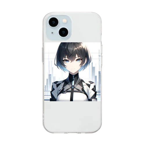 未来的なAI美女 Soft Clear Smartphone Case