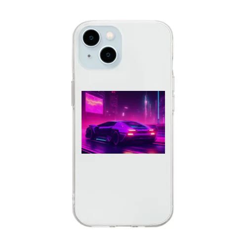 闇夜の中、主人公が追手から逃げるために猛スピードで運転している車 Soft Clear Smartphone Case