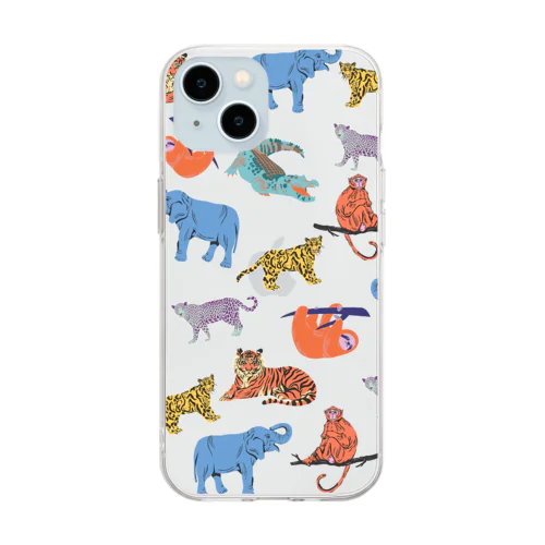 ジャングルの動物たち Soft Clear Smartphone Case